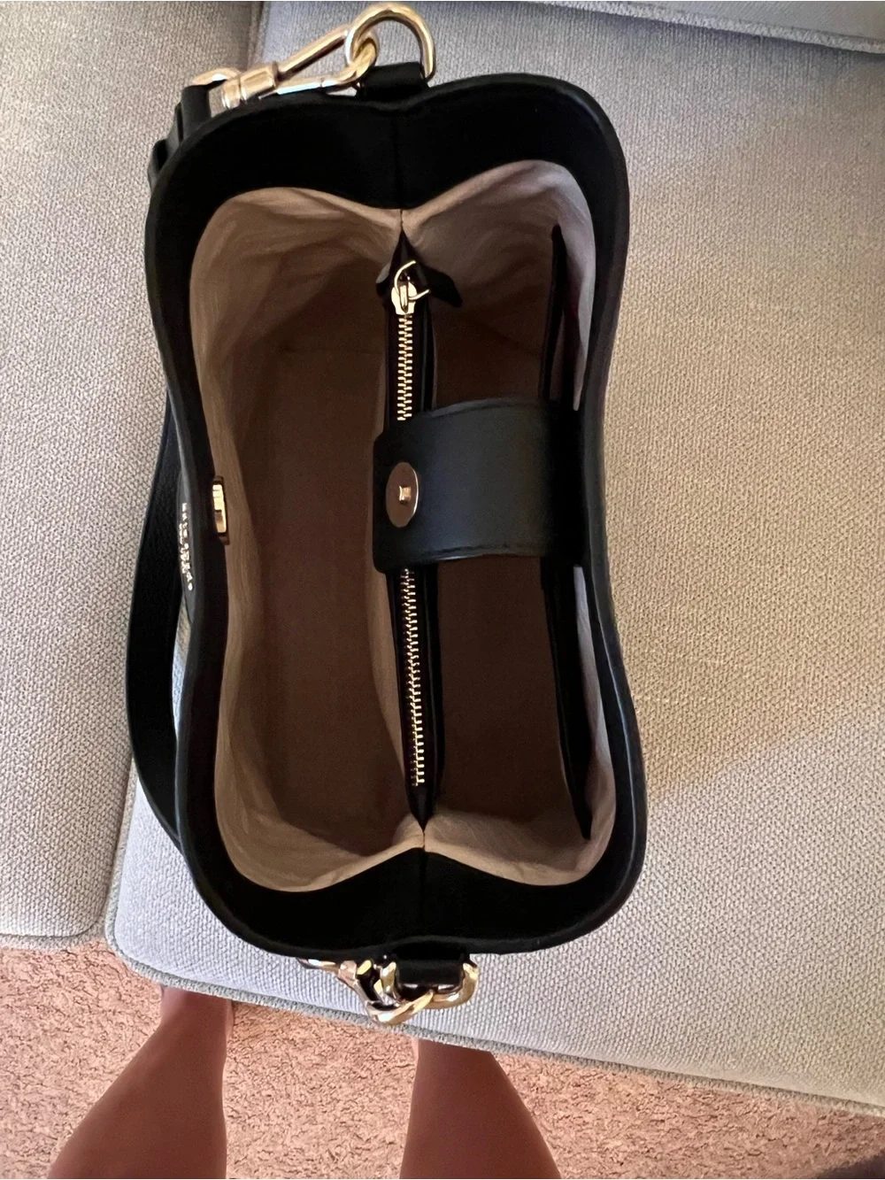kate spade Black Pebbled Leather Shoulder Bag with Front Zip